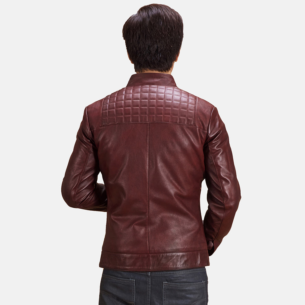 
Dettaglio ravvicinato of Band with Snap Button & Zipper Hardware on Burgunn Dee Marrone Rossiccio Giacca Biker in Pelle da Uomo