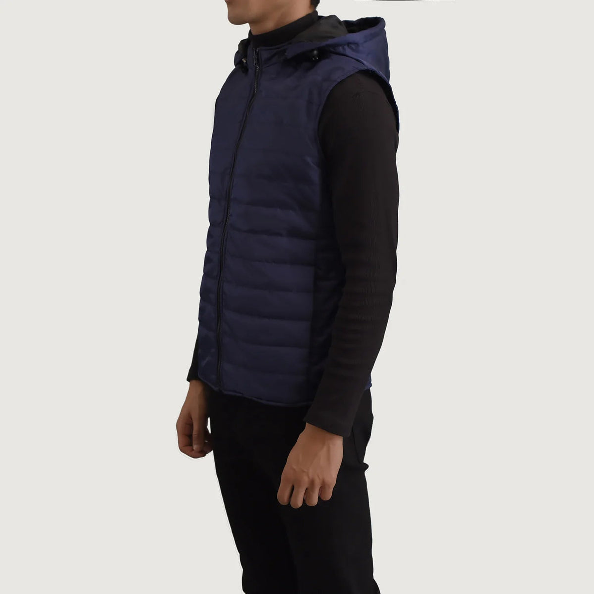 
Blue Full-Grain leather Vest - Vista posteriore con spalle definite e orlo pulito