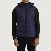
Dettaglio ravvicinato of Classic Collar & Zipper Hardware on Carlo Blu Gilet imbottito con cappuccio da Uomo