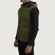 
Green Full-Grain leather Vest - Vista posteriore con spalle definite e orlo pulito