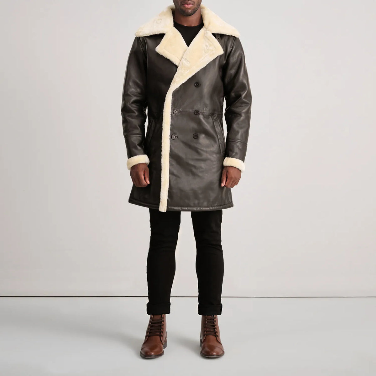 Charles Cappotto in Pelle Marrone Shearling Cappotto in Pelle da Uomo – Vista prodotto alternativa 3