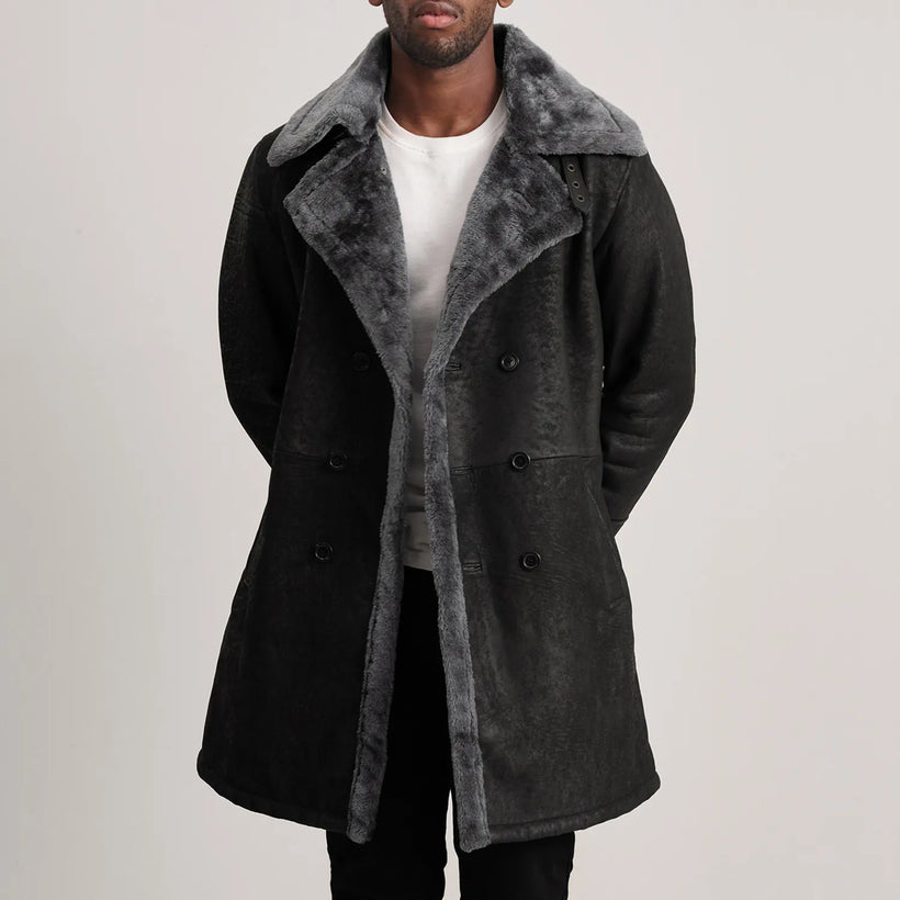 Charles Cappotto in Pelle Marrone Shearling Cappotto in Pelle da Uomo
