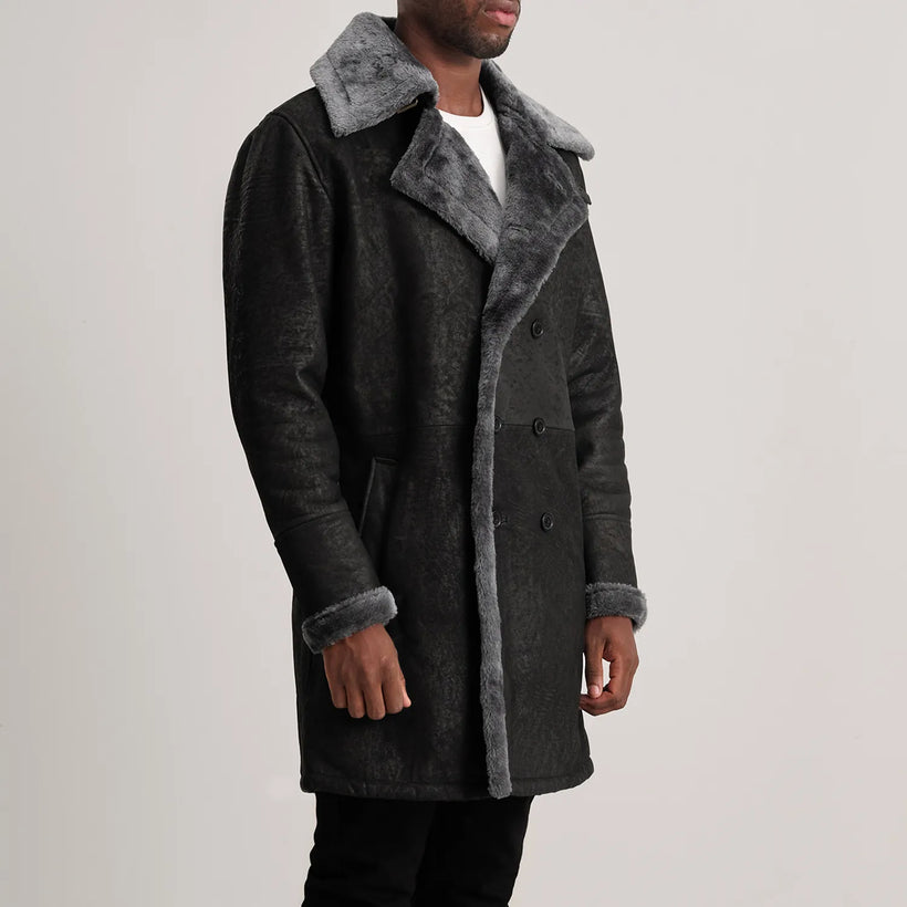 Charles Cappotto in Pelle Marrone Shearling Cappotto in Pelle da Uomo