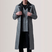 
Charlton Grigio Leather Single Breasted Cappotto in Pelle da Uomo For Men in Grey Sheepskin Leather - Vista frontale e silhouette sartoriale | Acquista online
