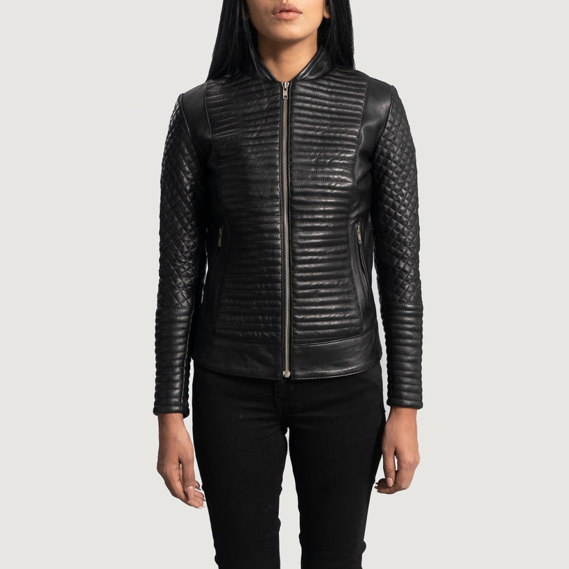 Cityscape Nero Giacca Biker in Pelle da Donna