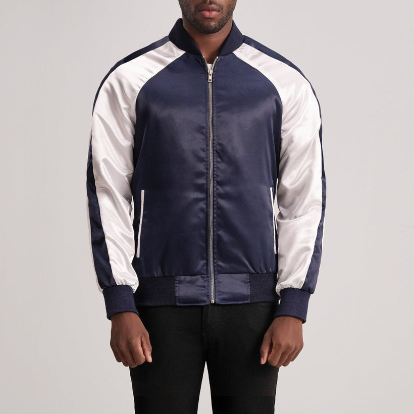 Clarke Blu Varsity Giacca in Pelle da Uomo