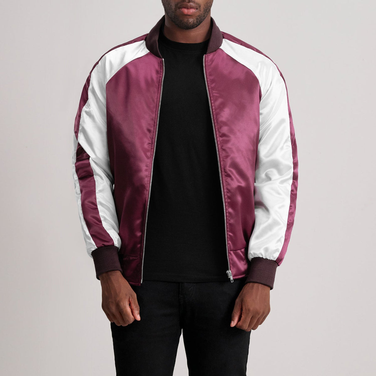 
Clarke Marrone Rossiccio Varsity Giacca in Pelle da Uomo - Vista laterale che mostra il taglio ergonomico delle maniche