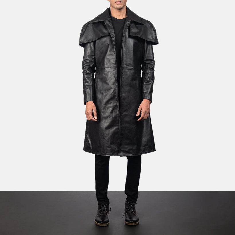Classic Nero Leather Duster da Uomo