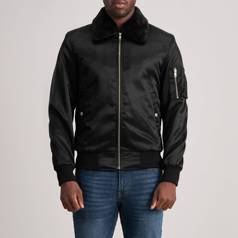 Clyde B-1-5 Nero Bomber in Pelle da Uomo