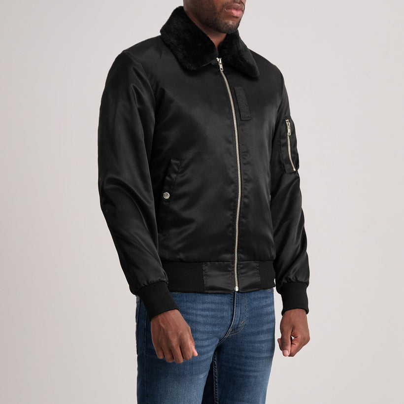 Clyde B-1-5 Nero Bomber in Pelle da Uomo