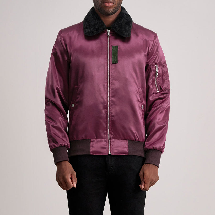Clyde B-15 Bordeaux Bomber in Pelle da Uomo