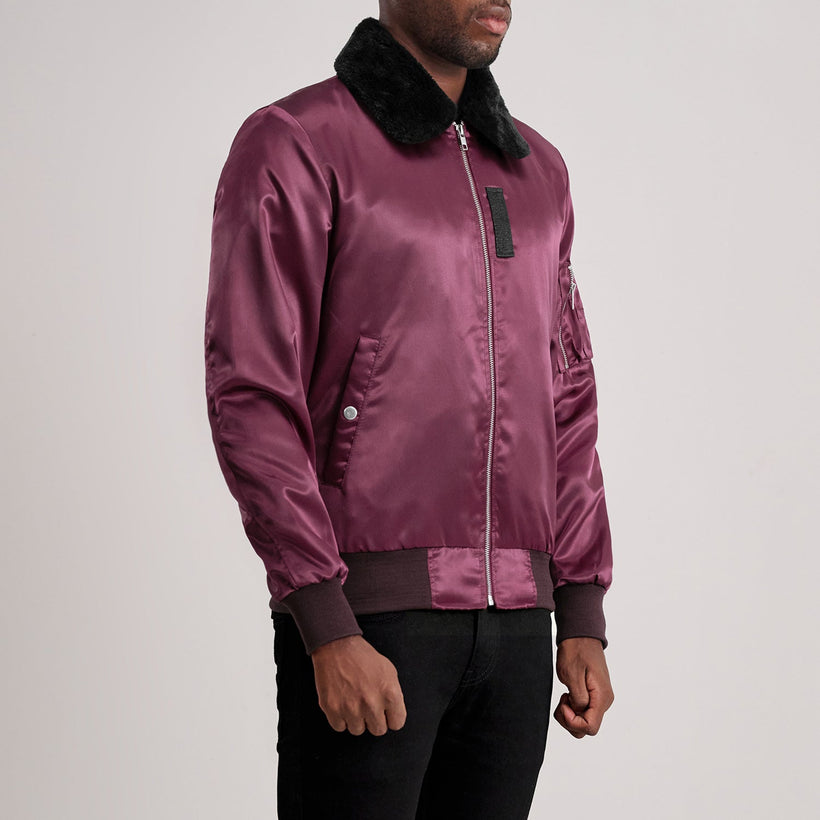 Clyde B-15 Bordeaux Bomber in Pelle da Uomo