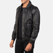 Brown Goatskin Suede Bomber Jacket - Vista posteriore Showing Tailored Shoulder Fit &amp; Clean Hemline