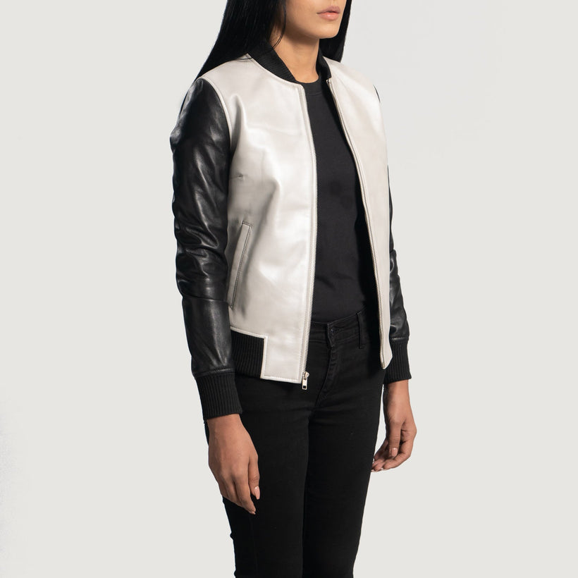 Cole Silver Bomber in Pelle da Donna