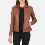 Women Colette Marrone Giacca in Pelle da Donna in Brown Sheepskin Leather - Vista frontale e linea su misura | Acquista online