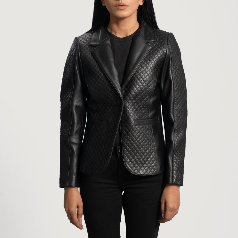 Cora Trapuntato Nero Blazer in Pelle in Pelle da Donna