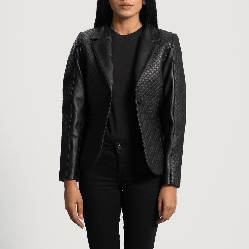 Cora Trapuntato Nero Blazer in Pelle in Pelle da Donna