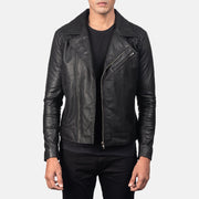 Men's Danny Quilted Brown Leather Biker Jacket in Distressed Brown Goatskin Leather - Vista frontale e linea su misura | Acquista online