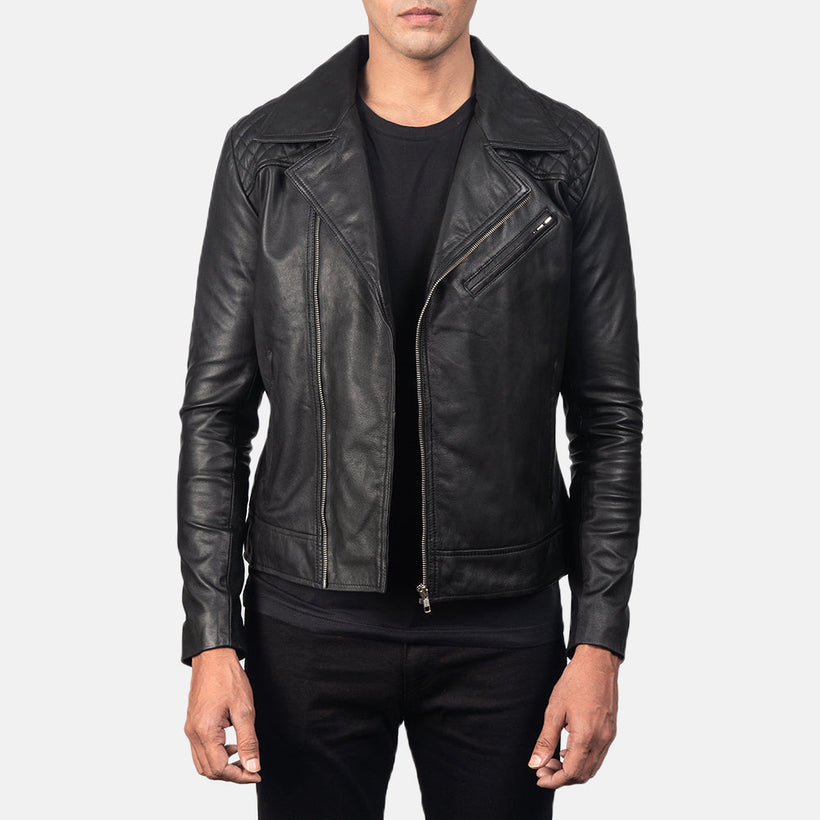 Danny Trapuntato Giacca Biker in Pelle da Uomo