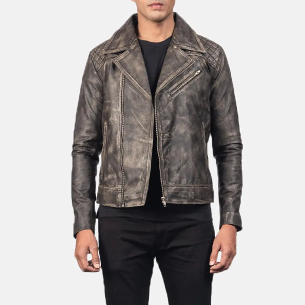 Danny Trapuntato Giacca Biker in Pelle da Uomo – Vista prodotto alternativa 4