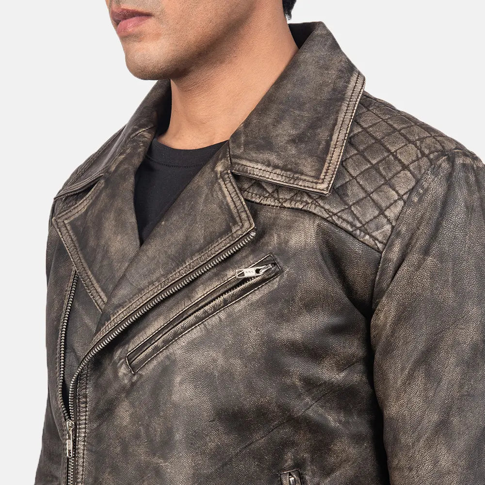 Danny Trapuntato Giacca Biker in Pelle da Uomo – Vista prodotto alternativa 5