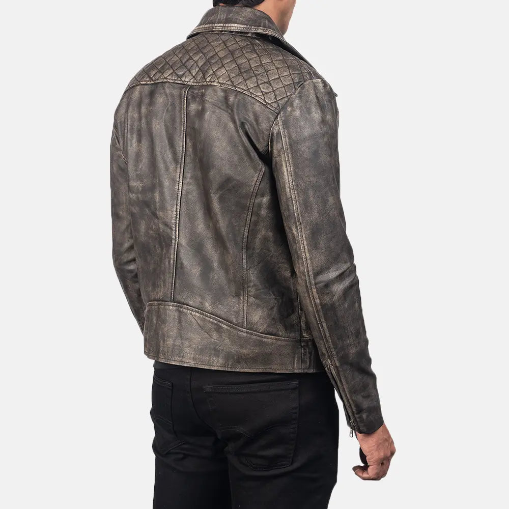 Danny Trapuntato Giacca Biker in Pelle da Uomo – Vista prodotto alternativa 6