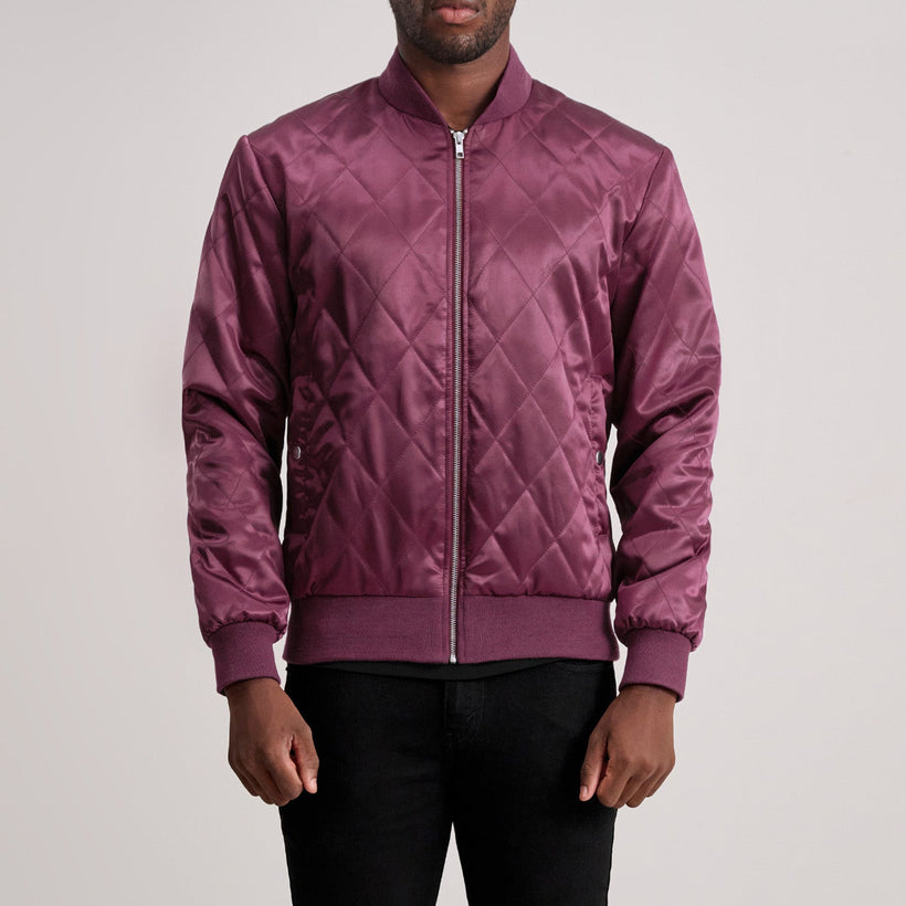 Danson Trapuntato Bordeaux Varsity Giacca in Pelle da Uomo