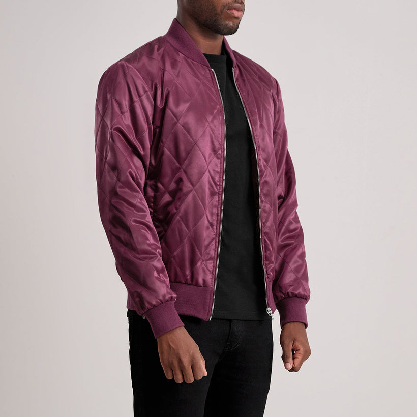 Danson Trapuntato Bordeaux Varsity Giacca in Pelle da Uomo