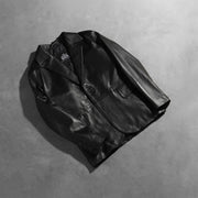 Open Hem &amp; Hem Craftsmanship Construction Detail on Men's Daron Nero Blazer in Pelle in Pelle da Uomo