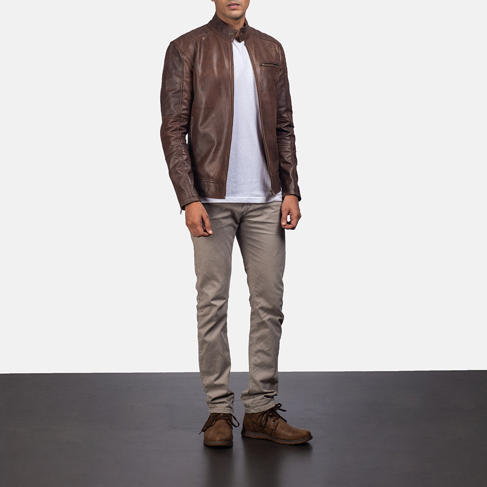 Dean Nero Giacca Biker in Pelle da Uomo – Vista prodotto alternativa 3