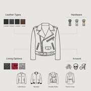 
Design Your Own Giacca in Pelle da Donna - Vista posteriore con spalle definite e orlo pulito