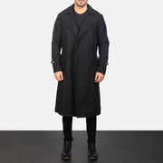 
Detective Nero Wool Cappotto in Pelle da Uomo - Vista laterale che mostra il taglio ergonomico delle maniche