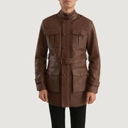 
Dolf Marrone Giacca in Pelle da Uomo in Brown Cowhide Leather - Vista frontale e silhouette sartoriale | Acquista online