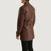 
Dettaglio ravvicinato of High neck with Belt & Snap button Hardware on Dolf Marrone Giacca in Pelle da Uomo