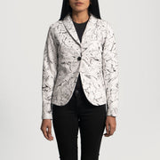 Women's Donna Blake Bianco Blazer in Pelle in Pelle da Donna in White Sheepskin Dip &amp;Amp; Dye - Vista frontale e linea su misura | Acquista online