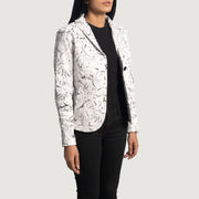 White Sheepskin Dip &amp;Amp; Dye Leather Blazer - Vista posteriore Showing Tailored Shoulder Fit &amp; Clean Hemline