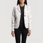 Women's Donna Blake Bianco Blazer in Pelle in Pelle da Donna - Lateral Side Profile View Showing Sleeve Cut &amp; Athletic Taper Fit