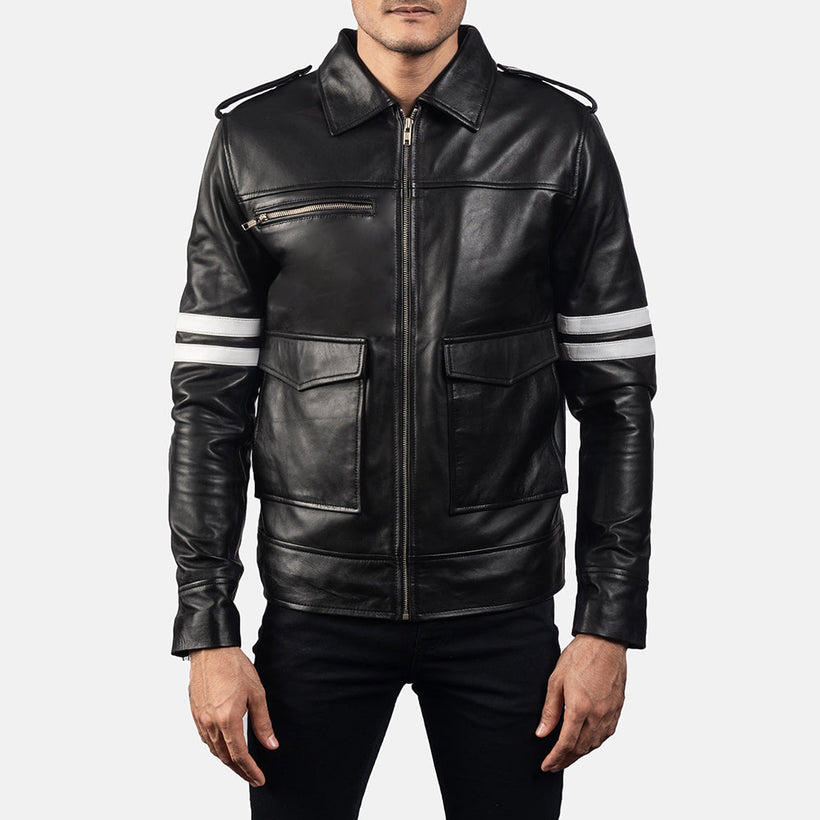 Dragonhide Nero Giacca in Pelle da Uomo
