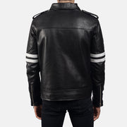 Dettaglio ravvicinato of Shirt &amp; Zipper Hardware on Dragonhide Nero Giacca in Pelle da Uomo