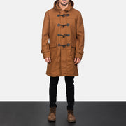 
Dettaglio ravvicinato of Shirt with Removable Hood & Toggle Buttons with Placket & Zipper Hardware on Drake Khaki Wool Duffle Coat