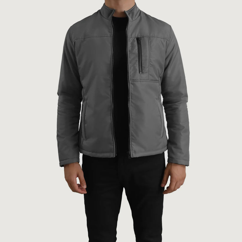 Elliot Grigio Lightweight Giacca in Pelle da Uomo