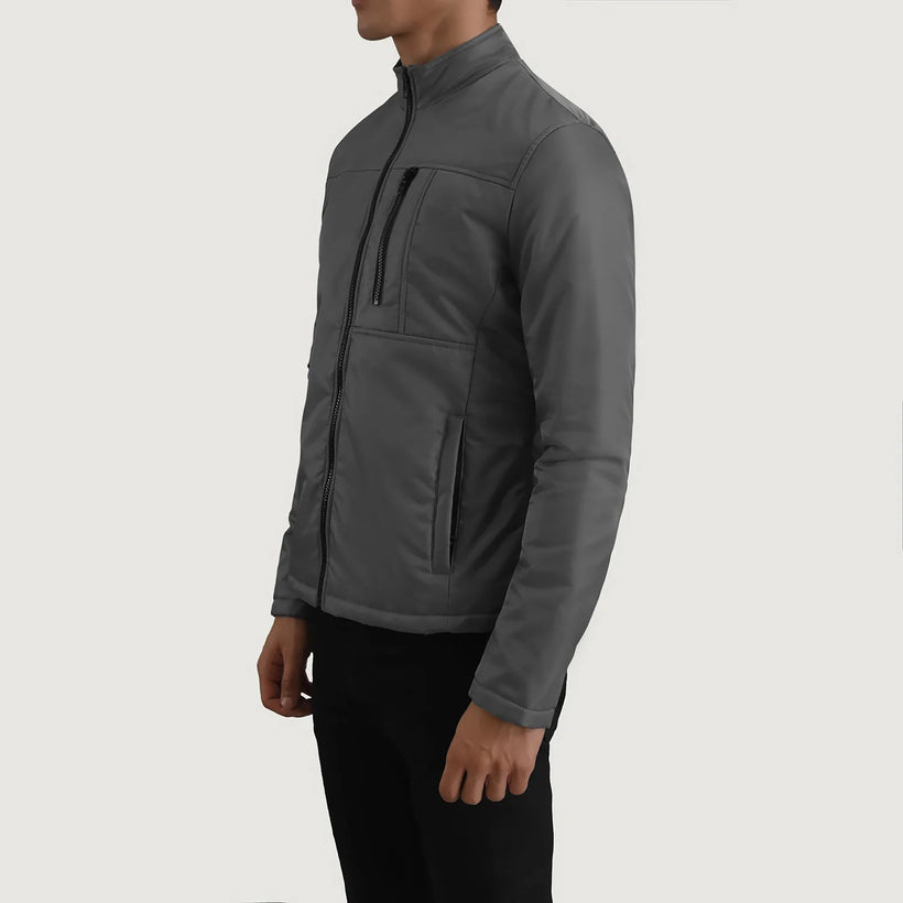Elliot Grigio Lightweight Giacca in Pelle da Uomo