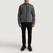 Elliot Grigio Lightweight Giacca in Pelle da Uomo - Lateral Side Profile View Showing Sleeve Cut &amp; Athletic Taper Fit