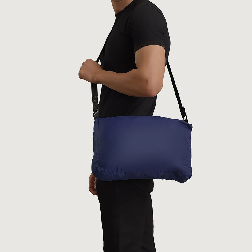 Erico Blu Hooded Puffer Giacca in Pelle da Uomo