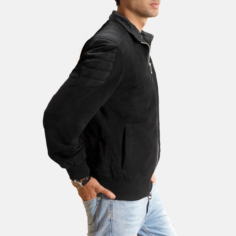 Ethan Hybrid Suede Bomber in Pelle da Uomo