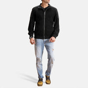 Men's Ethan Hybrid Suede Bomber in Pelle da Uomo - Lateral Side Profile View Showing Sleeve Cut &amp; Athletic Taper Fit