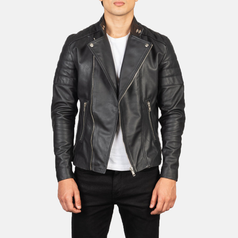 Faisor Mocha Giacca Biker in Pelle da Uomo