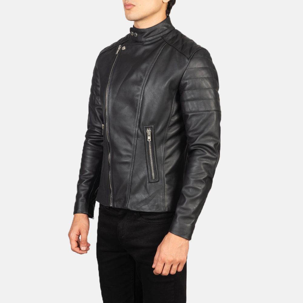 Mocha Brown Goatskin Suede Biker Jacket - Vista posteriore Showing Tailored Shoulder Fit &amp; Clean Hemline