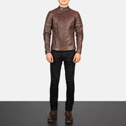 Faisor Mocha Giacca Biker in Pelle da Uomo – Vista prodotto alternativa 3
