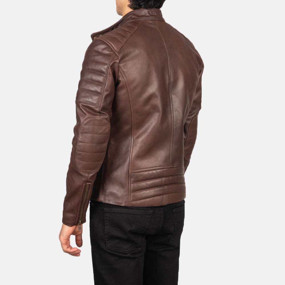 Faisor Mocha Giacca Biker in Pelle da Uomo – Vista prodotto alternativa 4